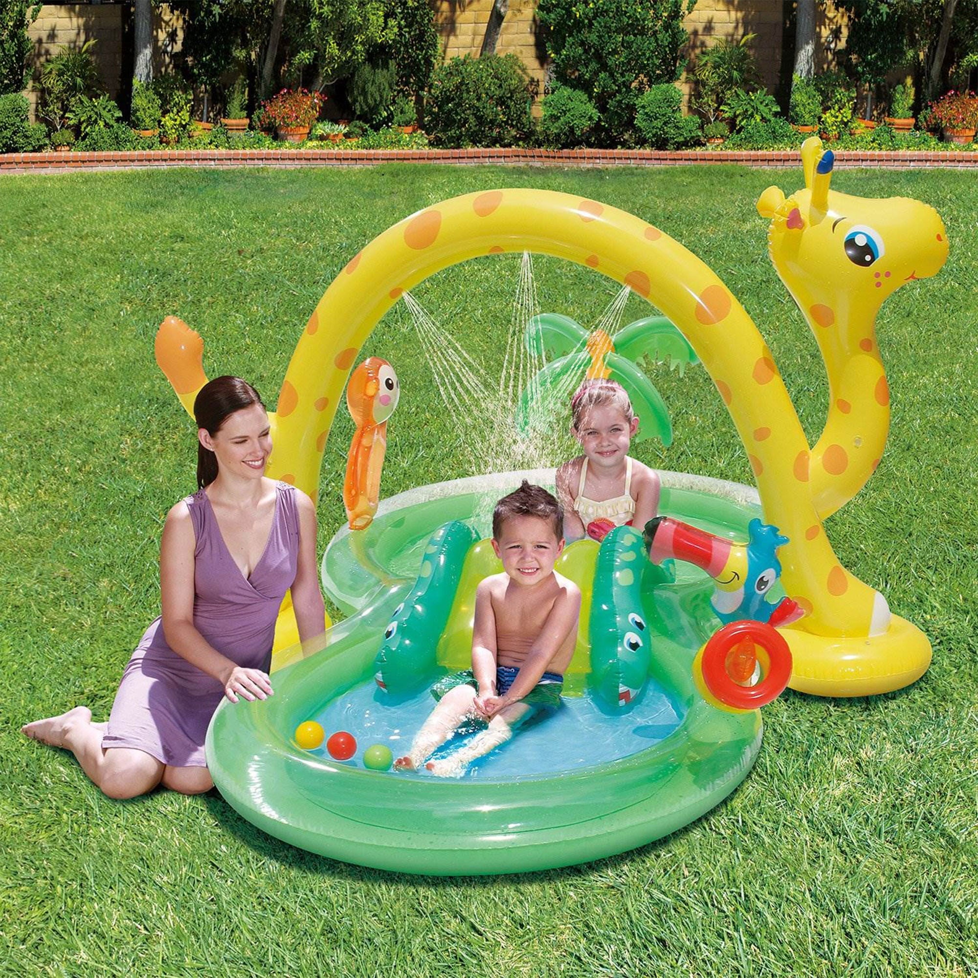 Summer Waves 8.5ft x 6.3ft x 50in Inflatable Kiddie Pool Play Center with Slide