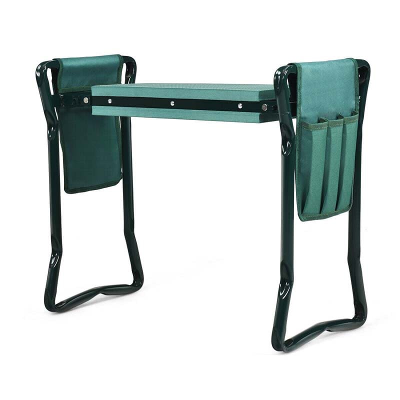 Folding Gardening Seat and Kneeler Bench, Portable Garden Stool with Tool Pouches & Soft Eva Pad Seat