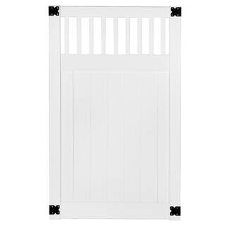 Veranda Pro Series 4 ft. W x 6 ft. H White Vinyl Woodbridge Closed Picket Top Privacy Fence Gate 144716