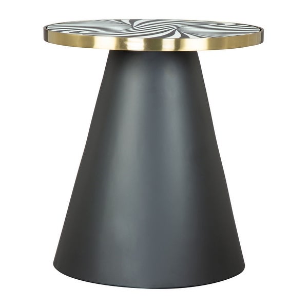 Fission Side Table White， Gold and Black - 18.1