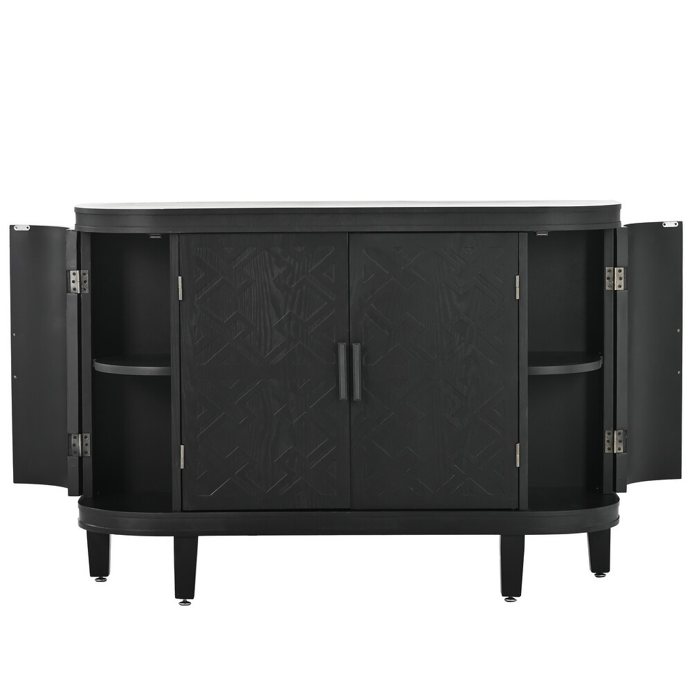 Wooden Storage Cabinet Sideboard with 2 Pattern Doors