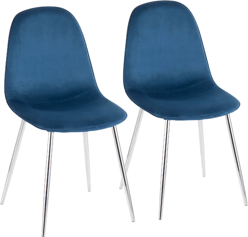 Contemporary Blue and Chrome Dining Room Chair (Set of 2) - Pebble