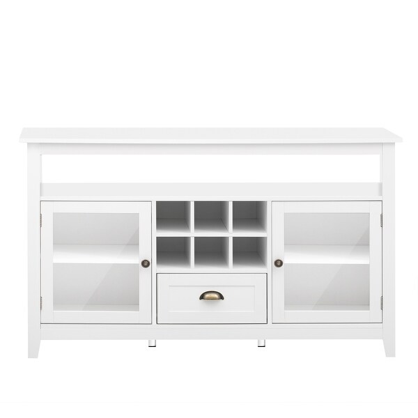 Modern Console Table with 2 Doors and 6 Small Storage Grid