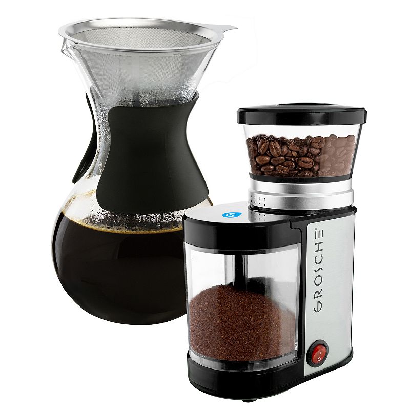 GROSCHE Austin G6 Pour Over Coffee Maker and Electric Burr Coffee Grinder Bundle