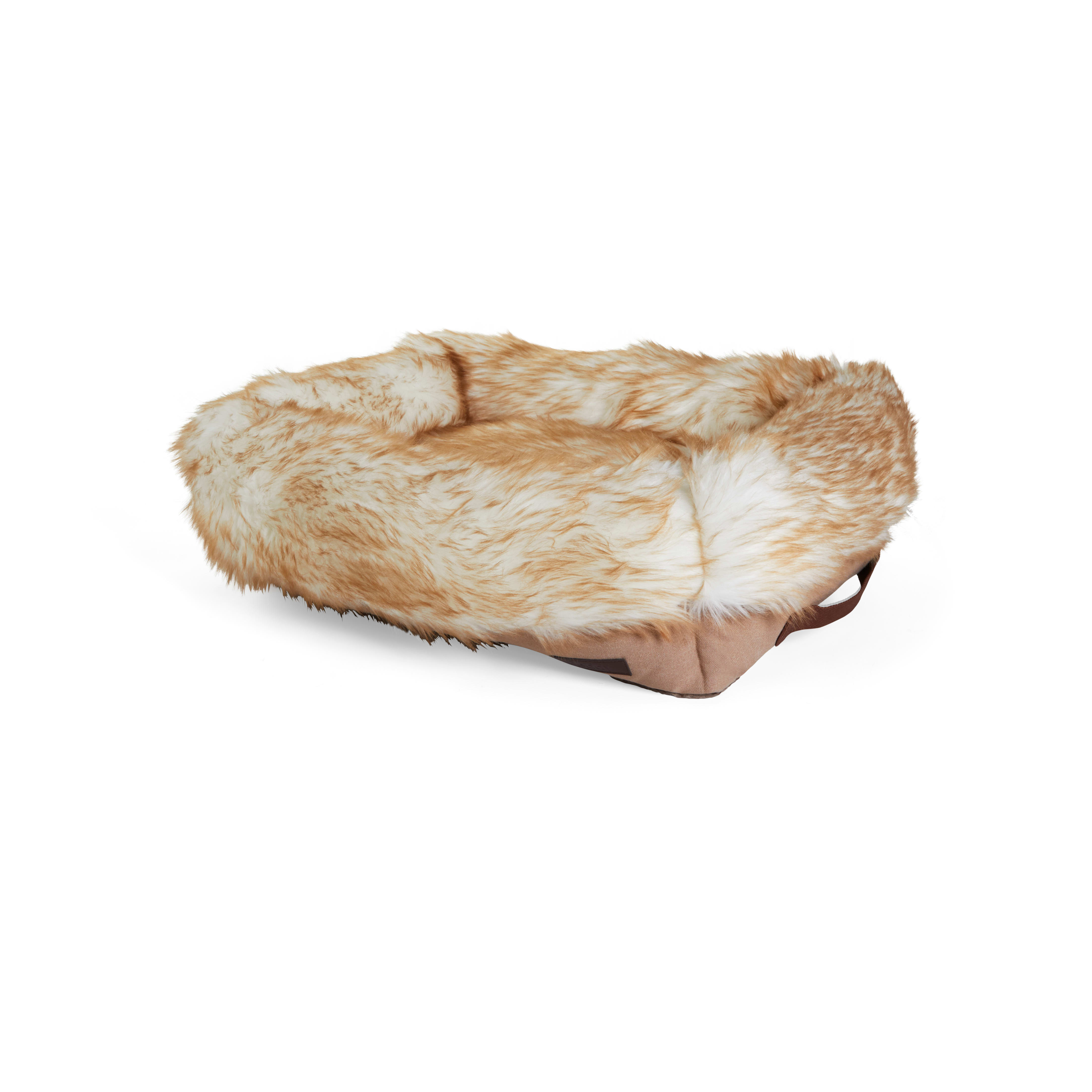 Reddy Brown Faux-Fur Box Dog Bed， 24