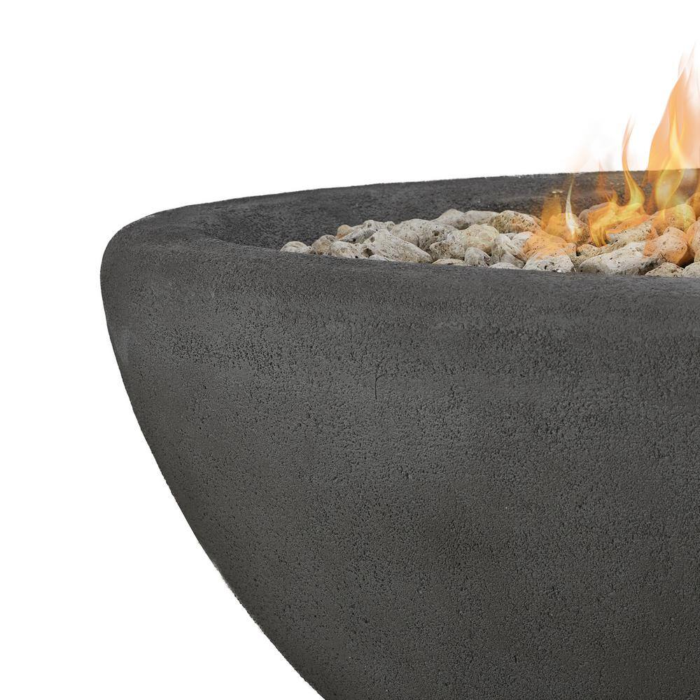 Real Flame Riverside 58 in. W x 32 in. D Outdoor MGO Large Oval Propane Fire Bowl in Shale with Push Button Ignition 592LP-SHL