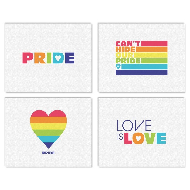 Big Dot Of Happiness Love Is Love Pride Unframed Rainbow Linen Paper Wall Art Set Of 4 Artisms 8 X 10 Inches