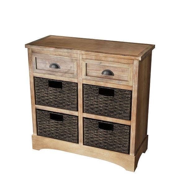 Rustic Storage Cabinet with Two Drawers and Four Basket