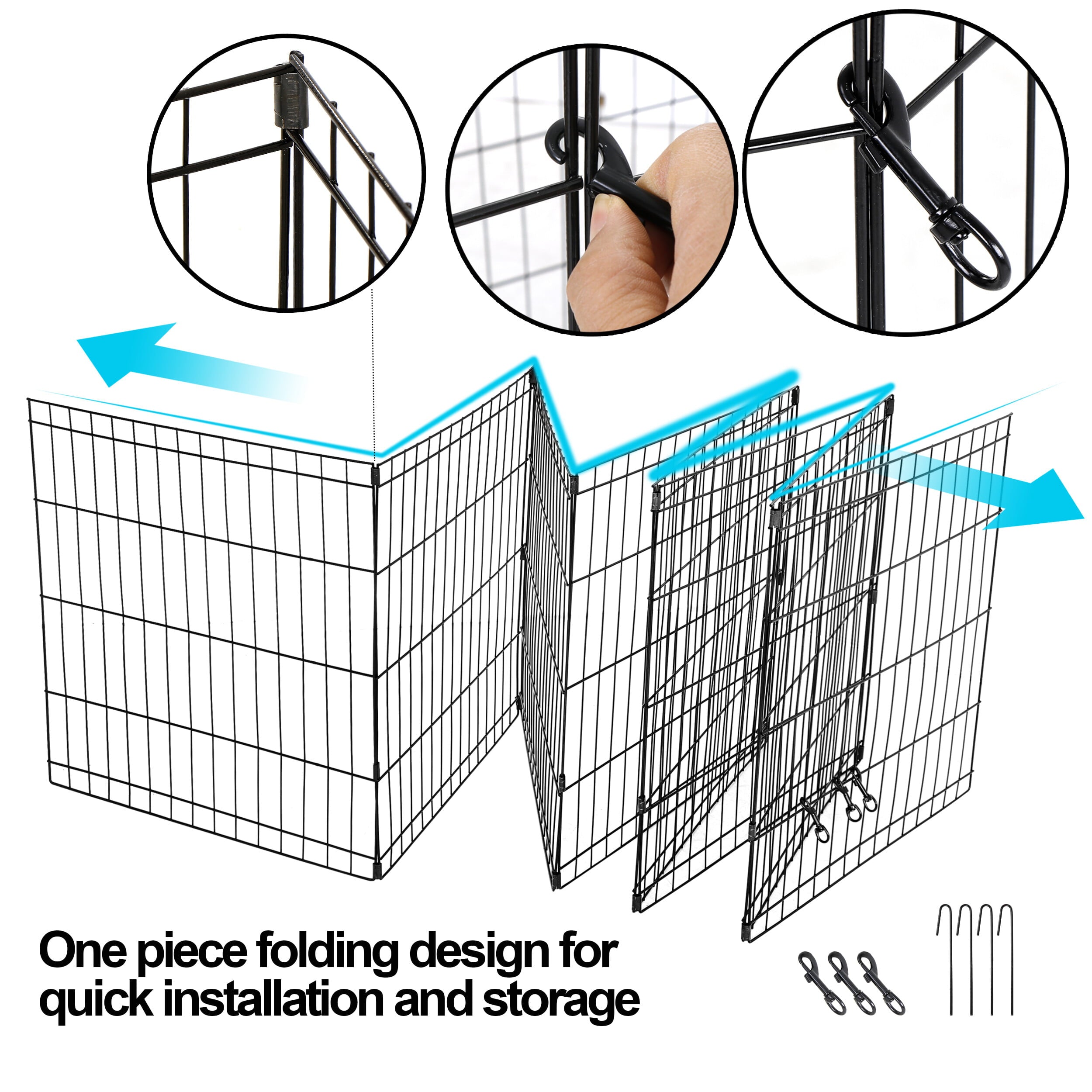 HomGarden 24-inch Height Pet Playpen 8 Folding Panel Exercise Dog Fence Indoor Outdoor