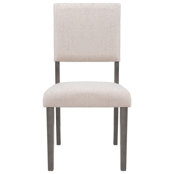 Mid-century Wood Set of 4 Upholstered Dining Chairs with Solid Rubber Wood Legs and Foam Padding for Small Places， Beige