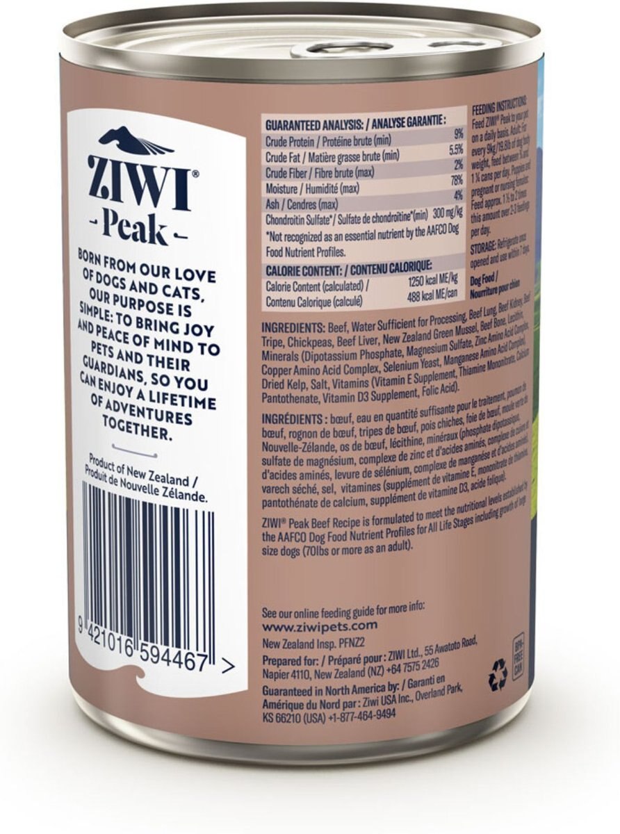 Ziwi Peak Beef Recipe Canned Dog Food