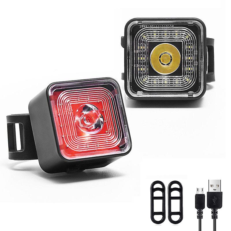 Usb Rechargeable Bike Light Front Headlight And Rear Set Led Bicycle Lamp 120 Lumen Ip66 Waterproof Cycling Smart Sensor Brake