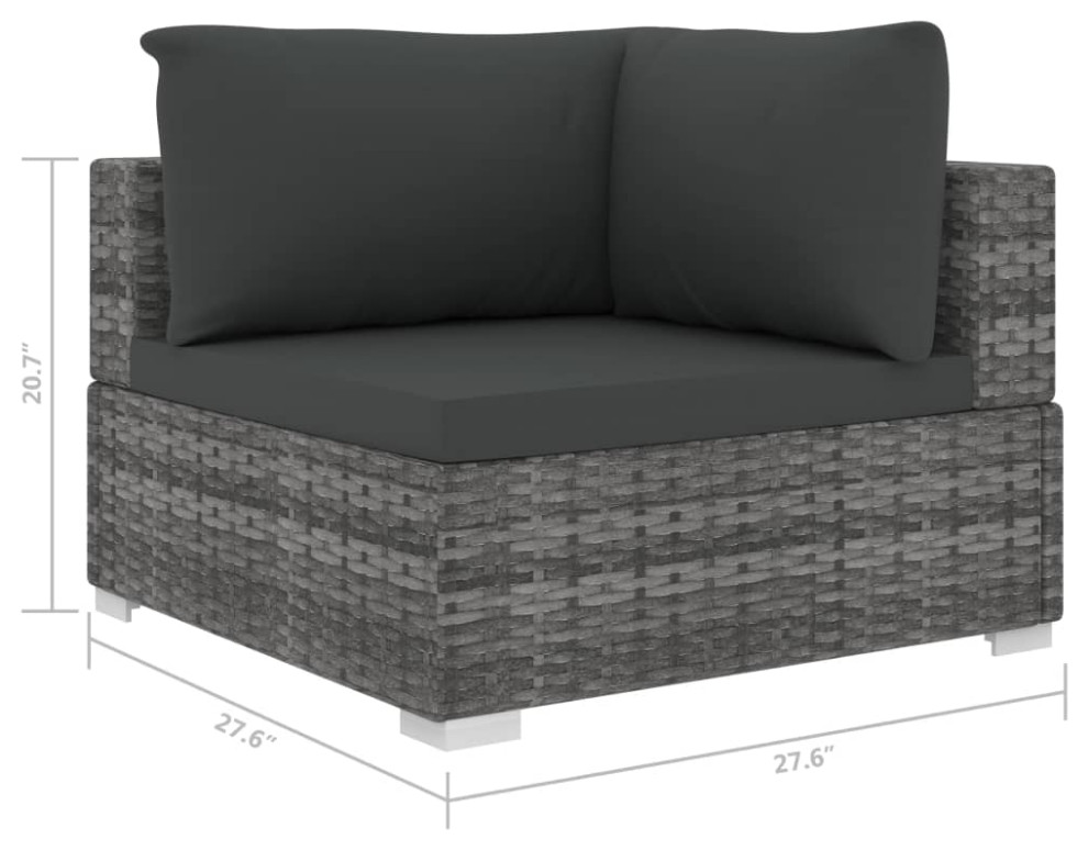 vidaXL Patio Furniture Set 12 Piece Sofa Set with Coffee Table Rattan Gray   Tropical   Outdoor Lounge Sets   by vidaXL LLC  Houzz