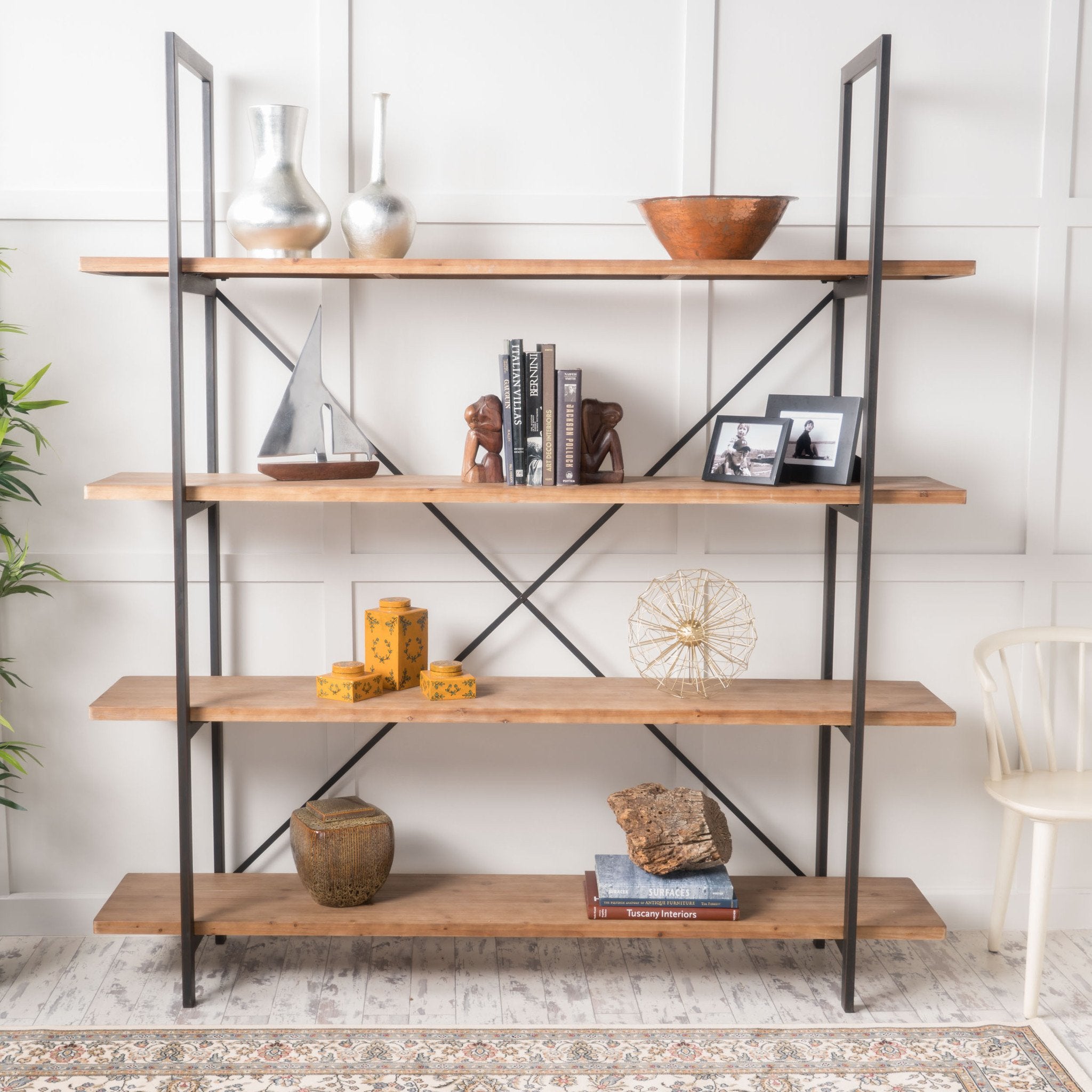 Elizabeth Industrial 4 Shelf Firwood Bookcase