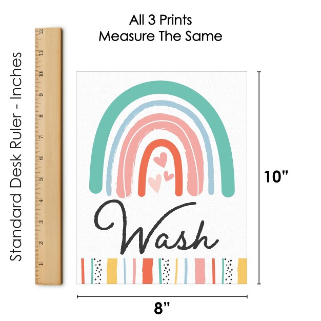 Big Dot Of Happiness Hello Rainbow Unframed Wash Brush Flush Boho Bathroom Wall Art 8 X 10 Inches Set Of 3 Prints