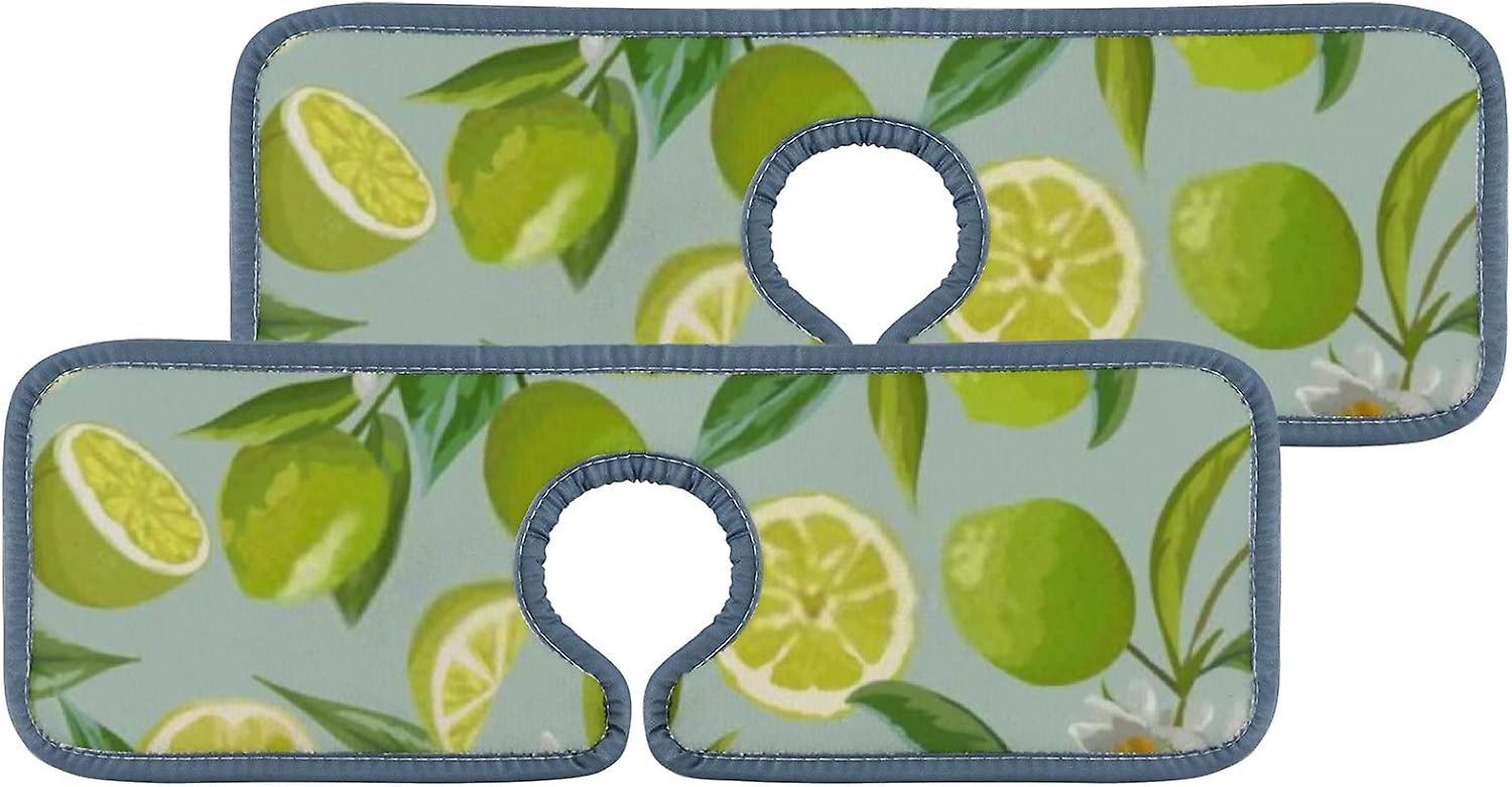 Faucet Absorbent Mat 3 Pcs Beautiful Print Tropical Leaves Kitchen Faucet Splash Catcher Washable Counter Drying Pads