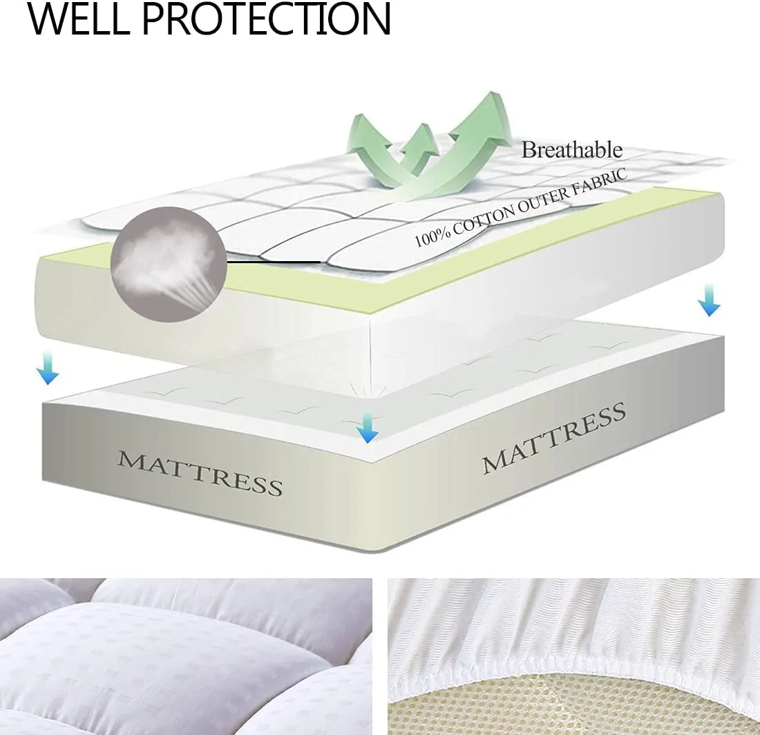 Queen Size Mattress Pad Pillow Top Mattress Cover Quilted