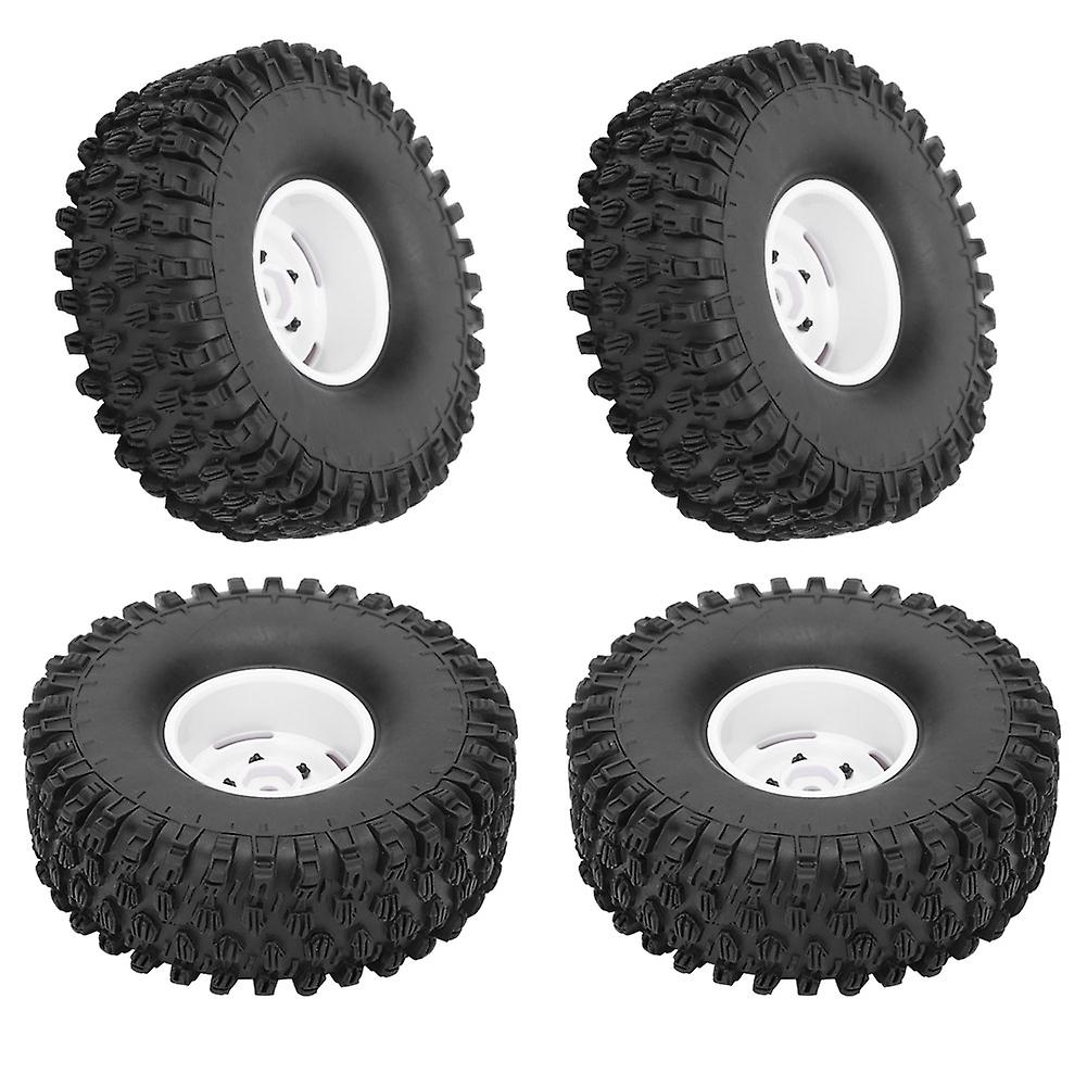 4pcs 1.9 Inch Wheel Rim Rubber Tire Rc Accessory Fit For Axial 1/10 Rc Crawler 120mm Blanc