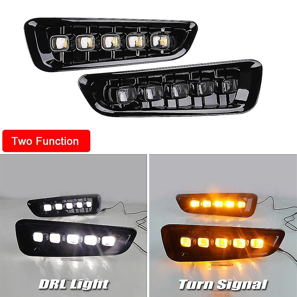 2pcs Led Fog Warning Lamp For Ford Raptor F150 F-150 2016 2017 2018 White Drl Daytime Driving Light Turn Signal Lights