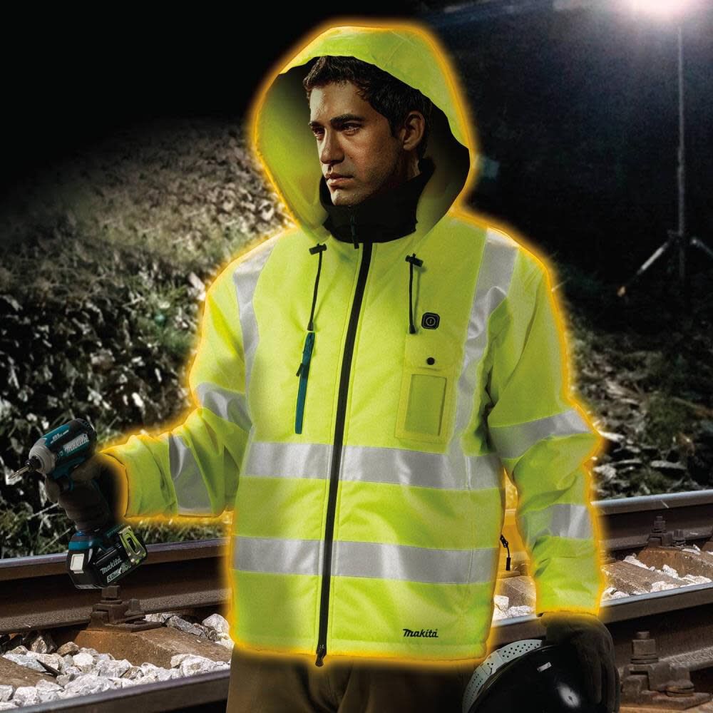 Makita 18V LXT Lithium-Ion Cordless High Visibility Heated Jacket Jacket Only (M) DCJ206ZM from Makita