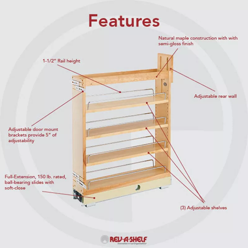 Rev-a-shelf 5 Inch Pull Out Kitchen Cabinet Organizer Soft-close， 448-bcbbsc-5c