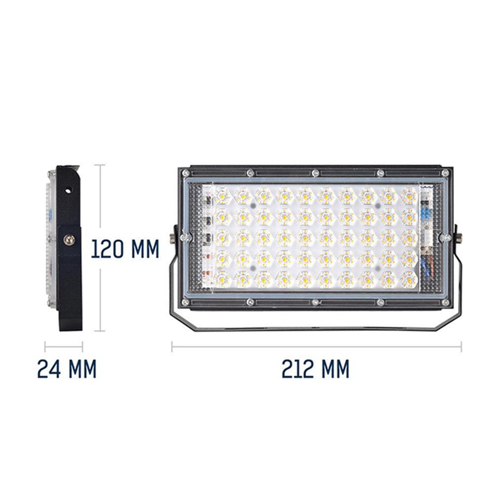 Carolilly LED Flood Lights with Crocodile Clip 50W DC 12V LED Outdoor Lighting Spotlights Camping Lamp Floodlight for Garage Garden Lawn Basketball Court