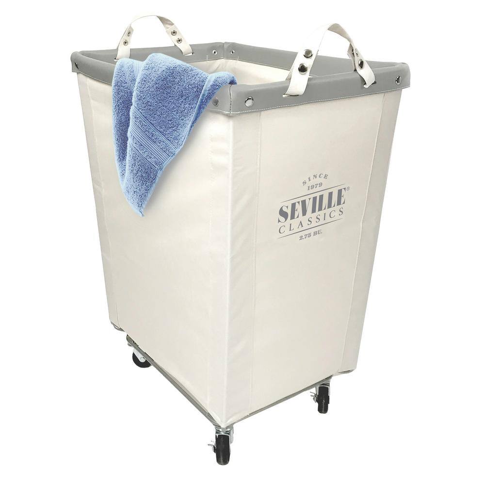 Seville Classics Natural White Commercial Grade Heavy-Duty Extra Large Canvas Laundry Hamper with Wheels WEB703