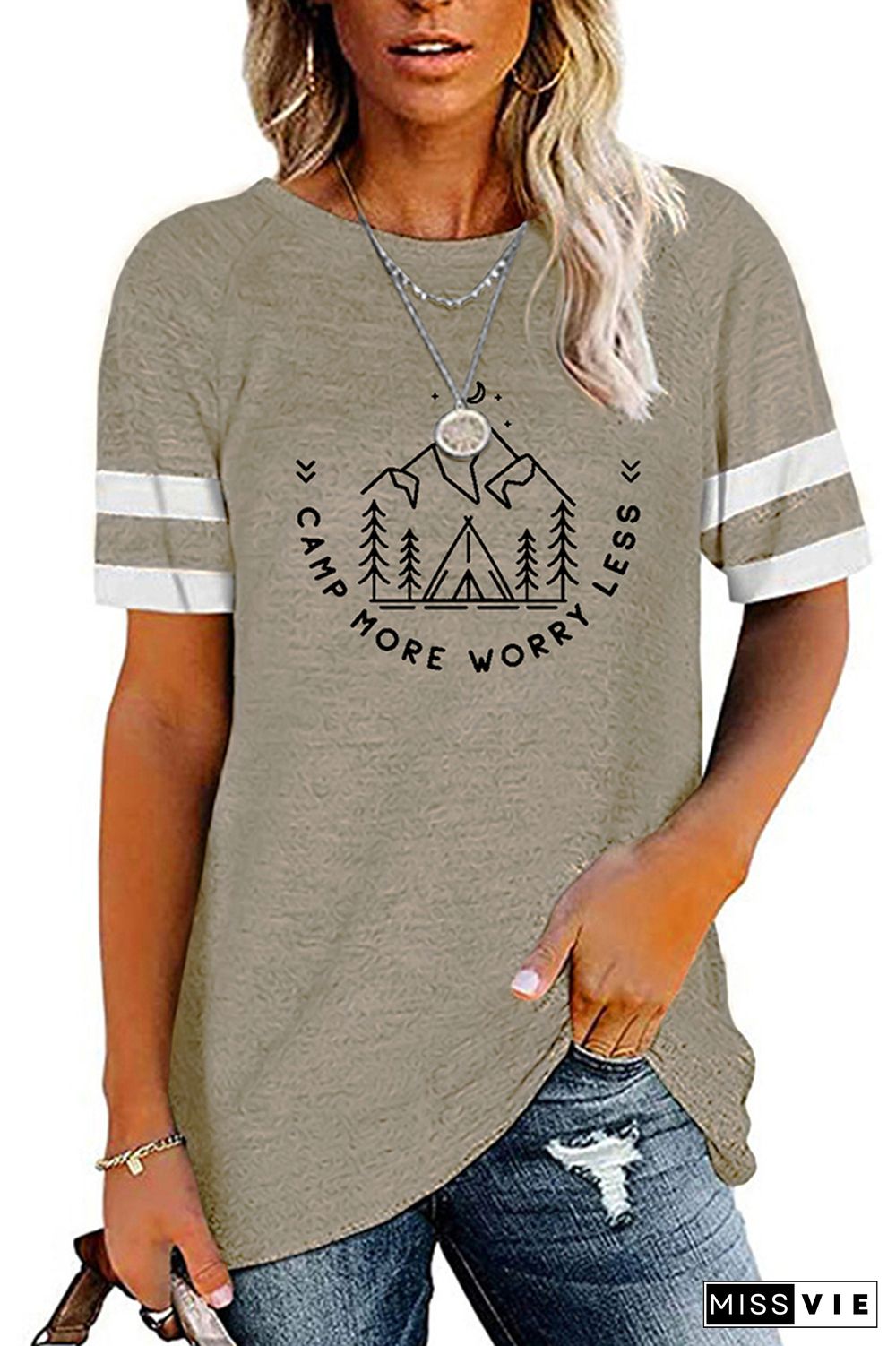 Camp More Worry Less Graphicay Tee Wholesale