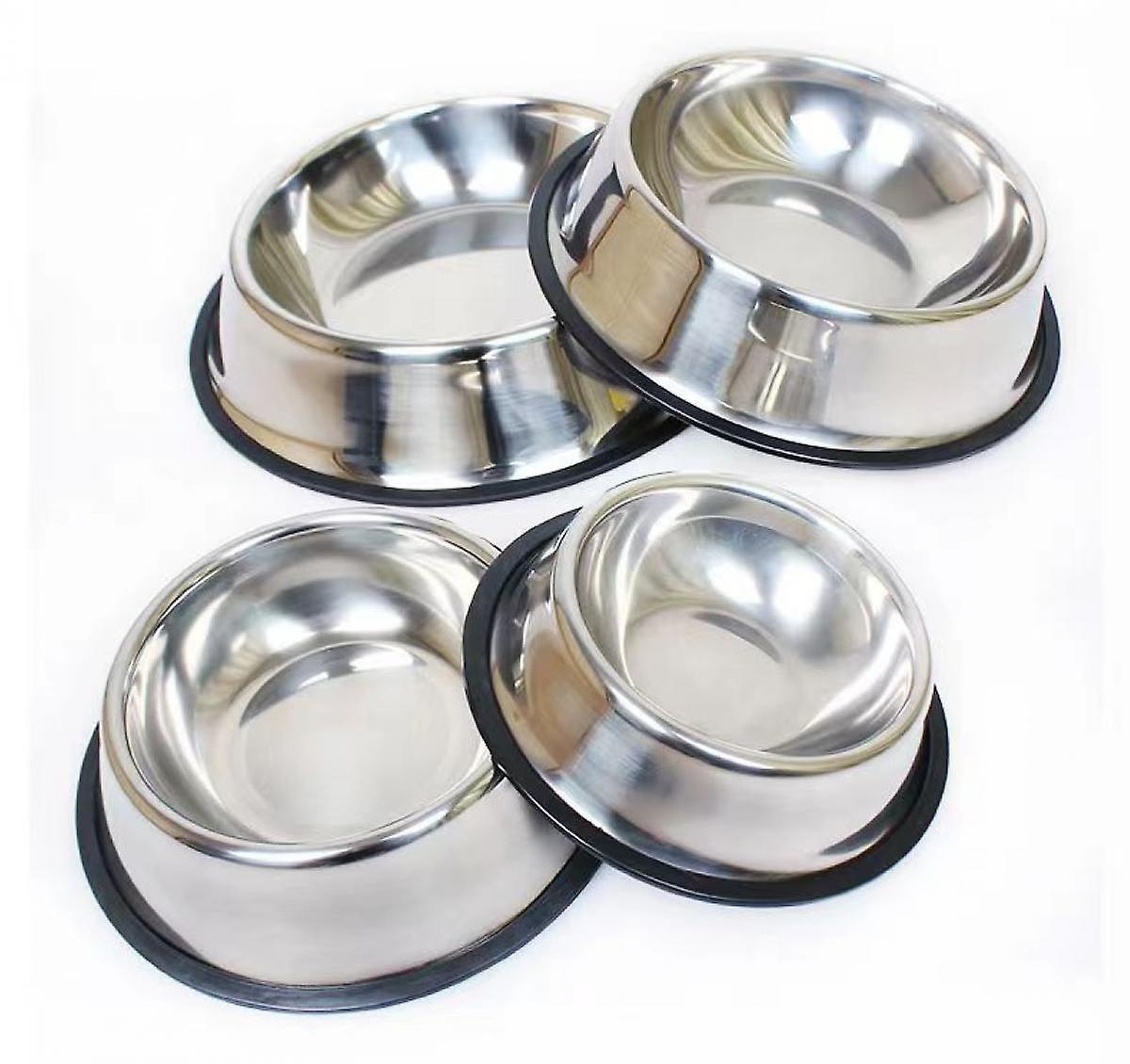 Steel Dog Bowls，cat Bowl Water And Food With Rubber Base For Dogs， Cats， Puppy Rabbit And Kitten 500g Capacity