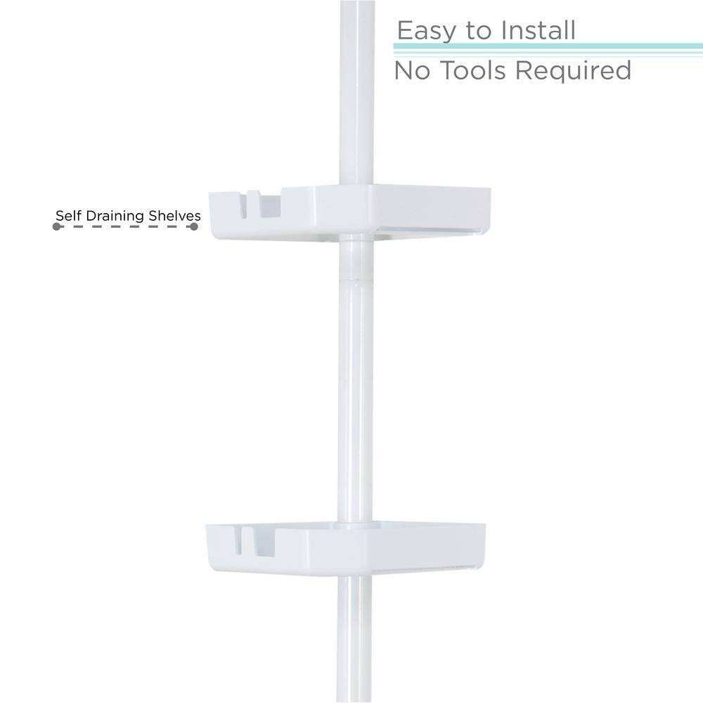 Bath Bliss 4 Tier Corner Shower Organizer in White 10000-WHITE