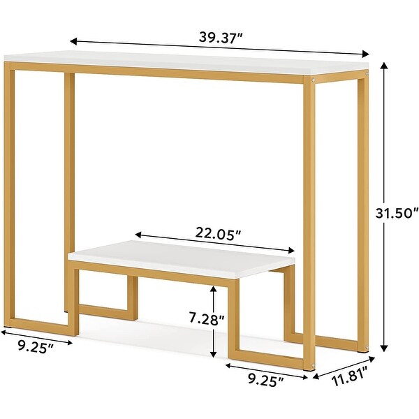 Modern White Console Table 2-Tier Entryway Table Sofa Table for Living Room