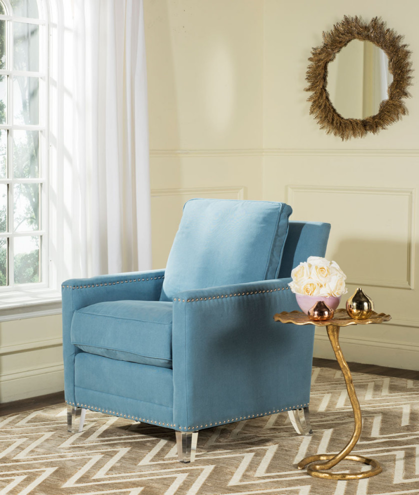 Bea Glam Tufted Acrylic Club Chair With Silver Nail Heads   Contemporary   Armchairs And Accent Chairs   by AED Luxury Home Decor  Houzz