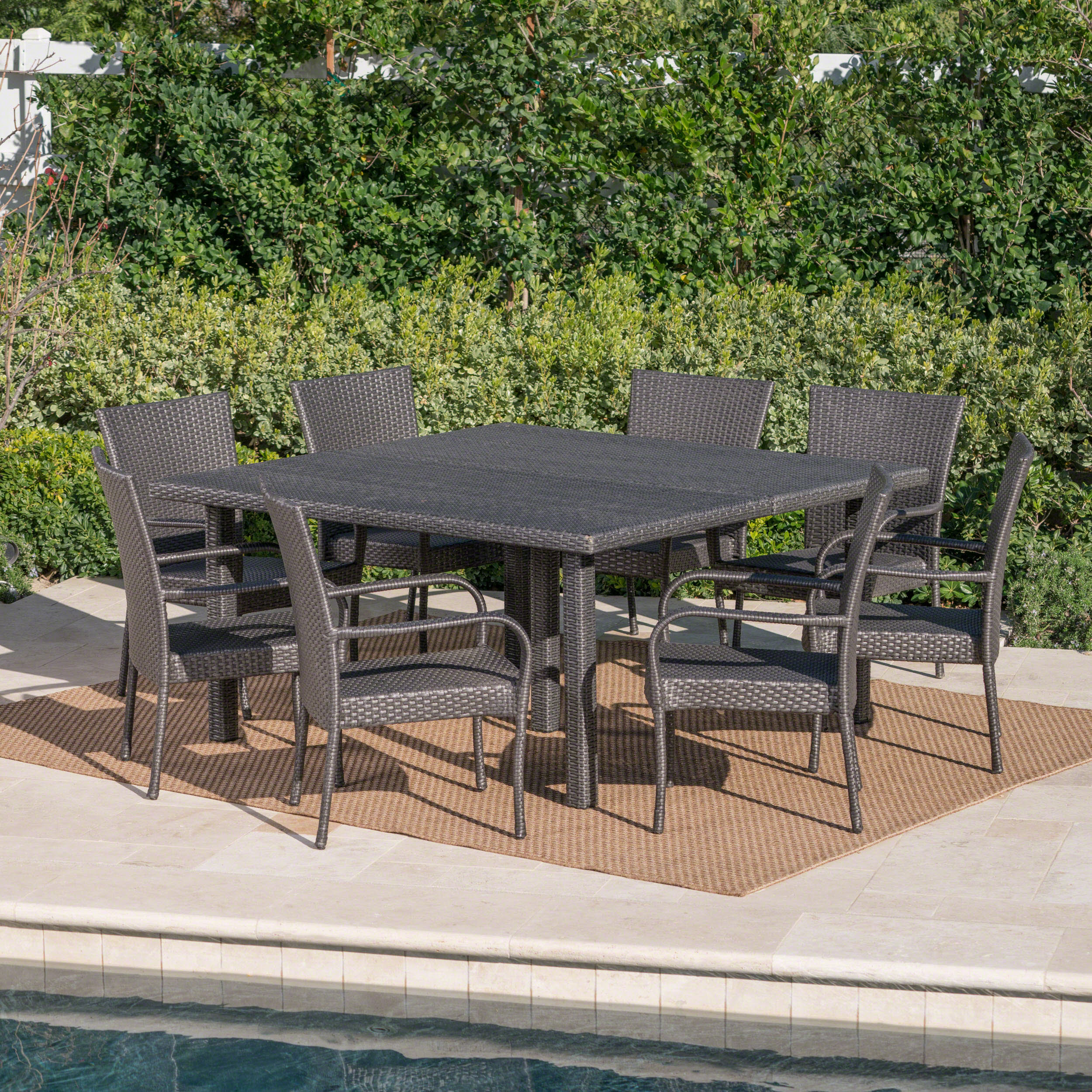 Fern Outdoor 9 Piece Stacking Wicker Square Dining Set