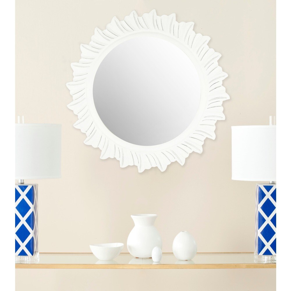 SAFAVIEH By The Sea Burst White 29 inch Round Decorative Mirror   29\