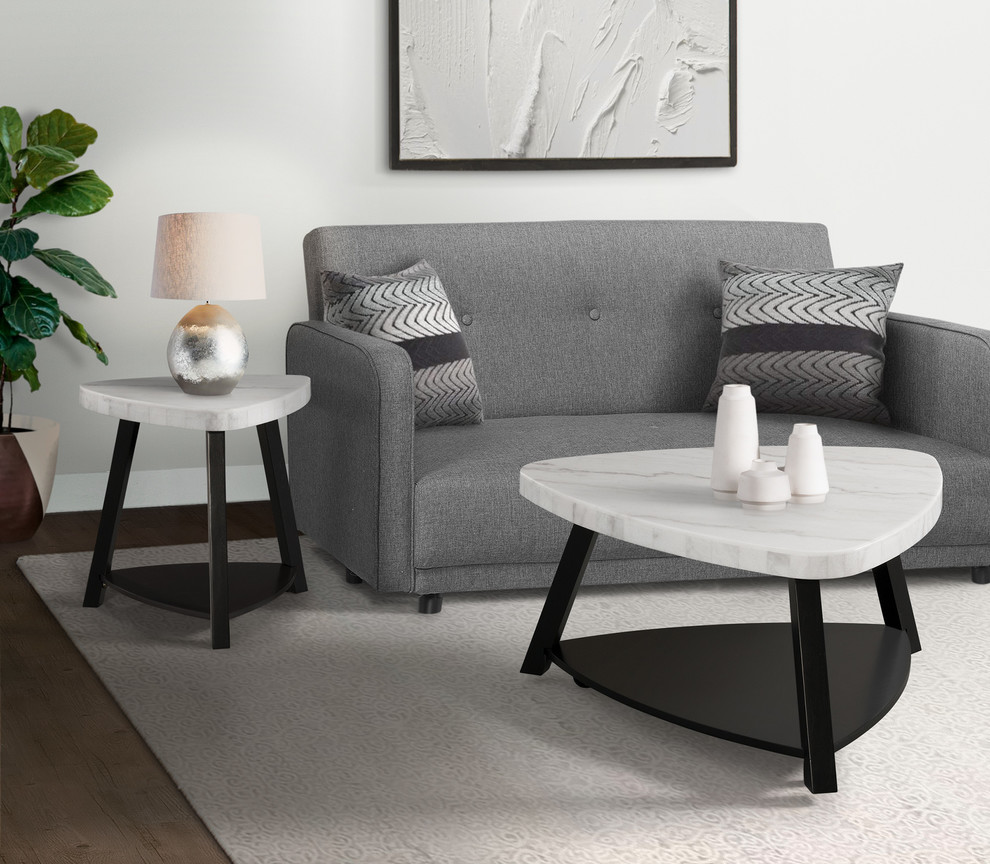 Picket House Lena White Marble Top End Table   Transitional   Side Tables And End Tables   by Homesquare  Houzz