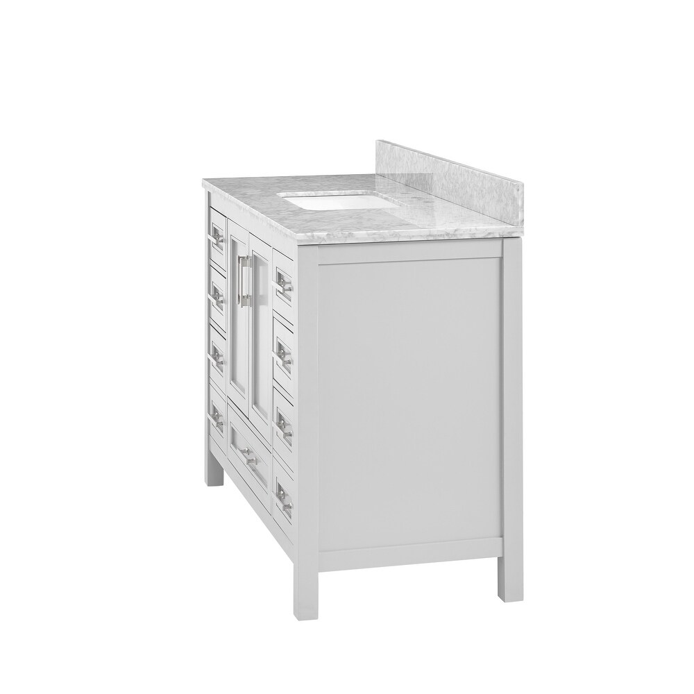 TimelessChic 48 in Undermount Single Sink Bathroom Vanity with Carrara Natural Marble Top