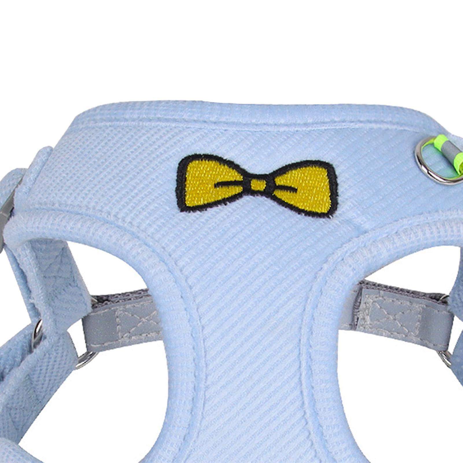 Small Dog Harness Reflective Dog Harness Reflective Pet Vest with Traction Rope for Walking Blue L