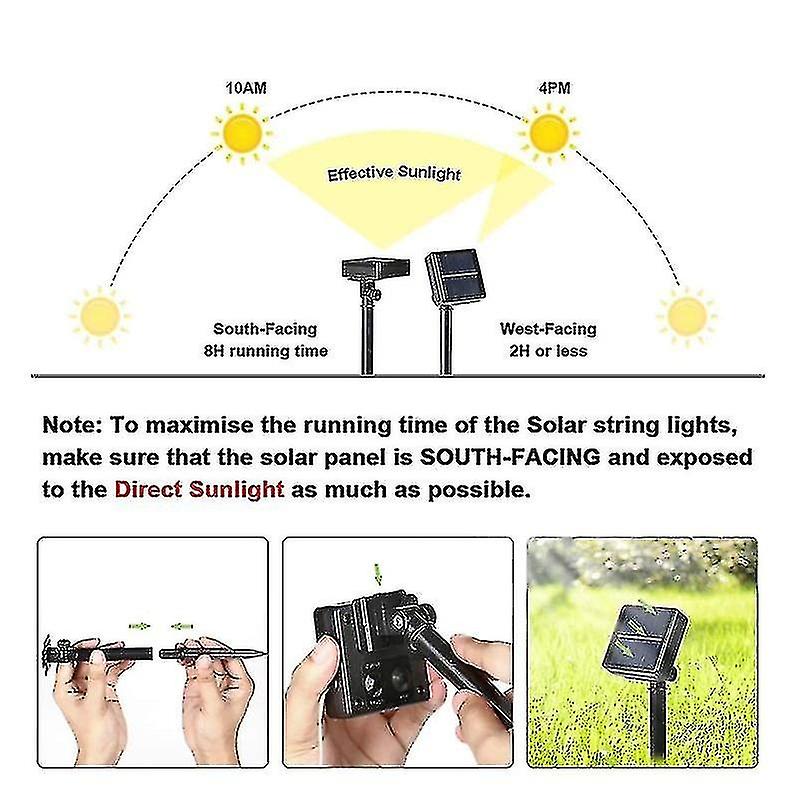 Outdoor Solar String Lights Waterproof Garden Fairy Lights With 8 Lighting Modes For Patio Trees Chr