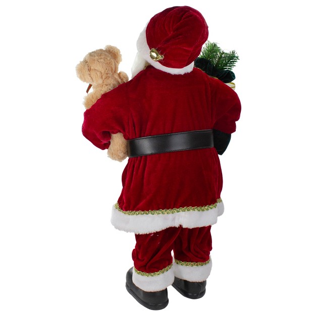 Northlight 2 x27 Standing Santa Christmas Figure With A Plush Bear