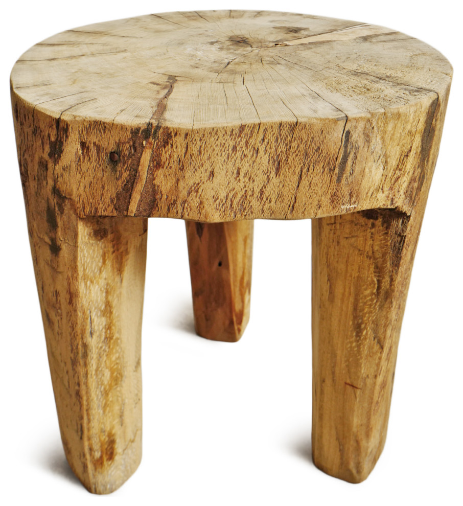 Rustic Naga Three Leg Wood Table 8   Rustic   Side Tables And End Tables   by Design Mix Furniture  Houzz