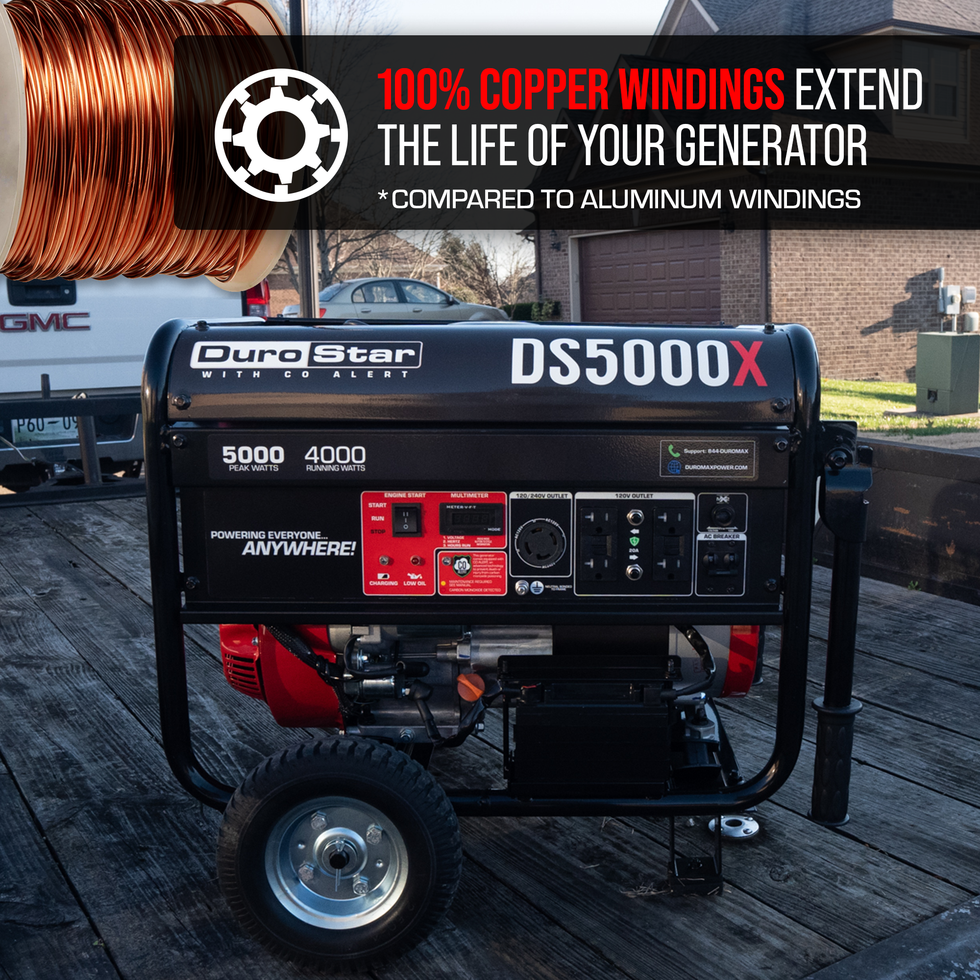 5,000 Watt Gasoline Portable Generator w/ CO Alert