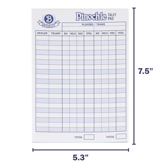 Brybelly Pinochle Scorecards  75 pack