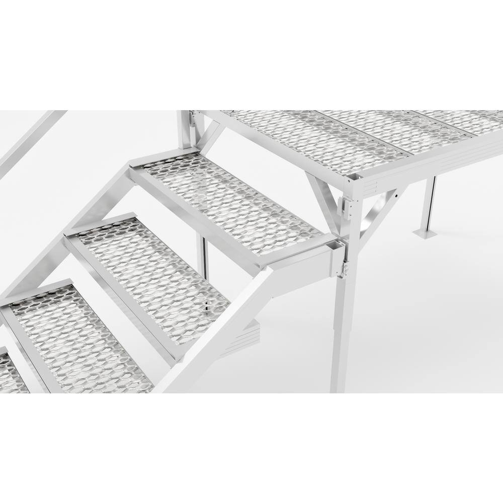 EZ-ACCESS Fortress 29 in. to 42.5 in. H OSHA Compliant Aluminum 4-Riser Stair System with Grip Grate Tread and Platform FORGG2942