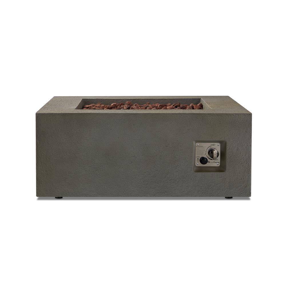 Real Flame Baltic 37 in. W x 16 in. H Square MGO Liquid Propane Fire Table in Gray with Burner Lid and Protective Cover 9720LP-GLG