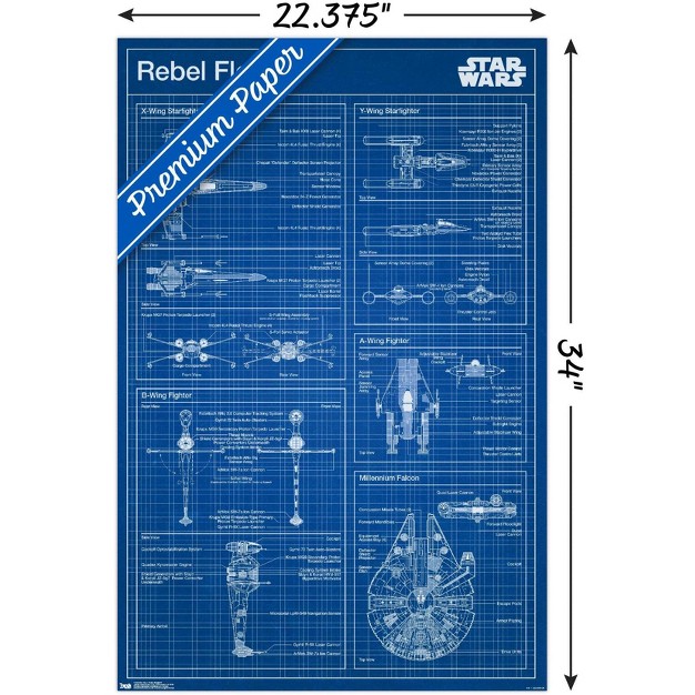 Trends International Star Wars Saga Rebel Blueprint Unframed Wall Poster Prints