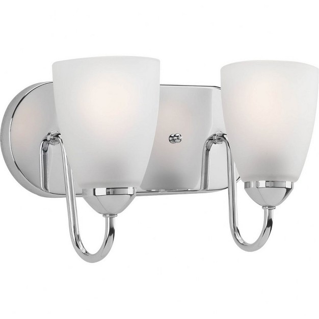 Progress Lighting Gather Collection 2 light Bath Bracket Polished Chrome Etched Glass Shades