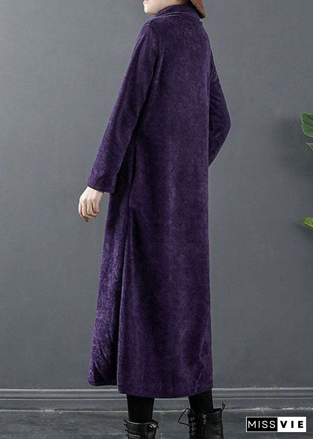 Fitted Purple Turtle Neck Woolen Maxi Dress Winter