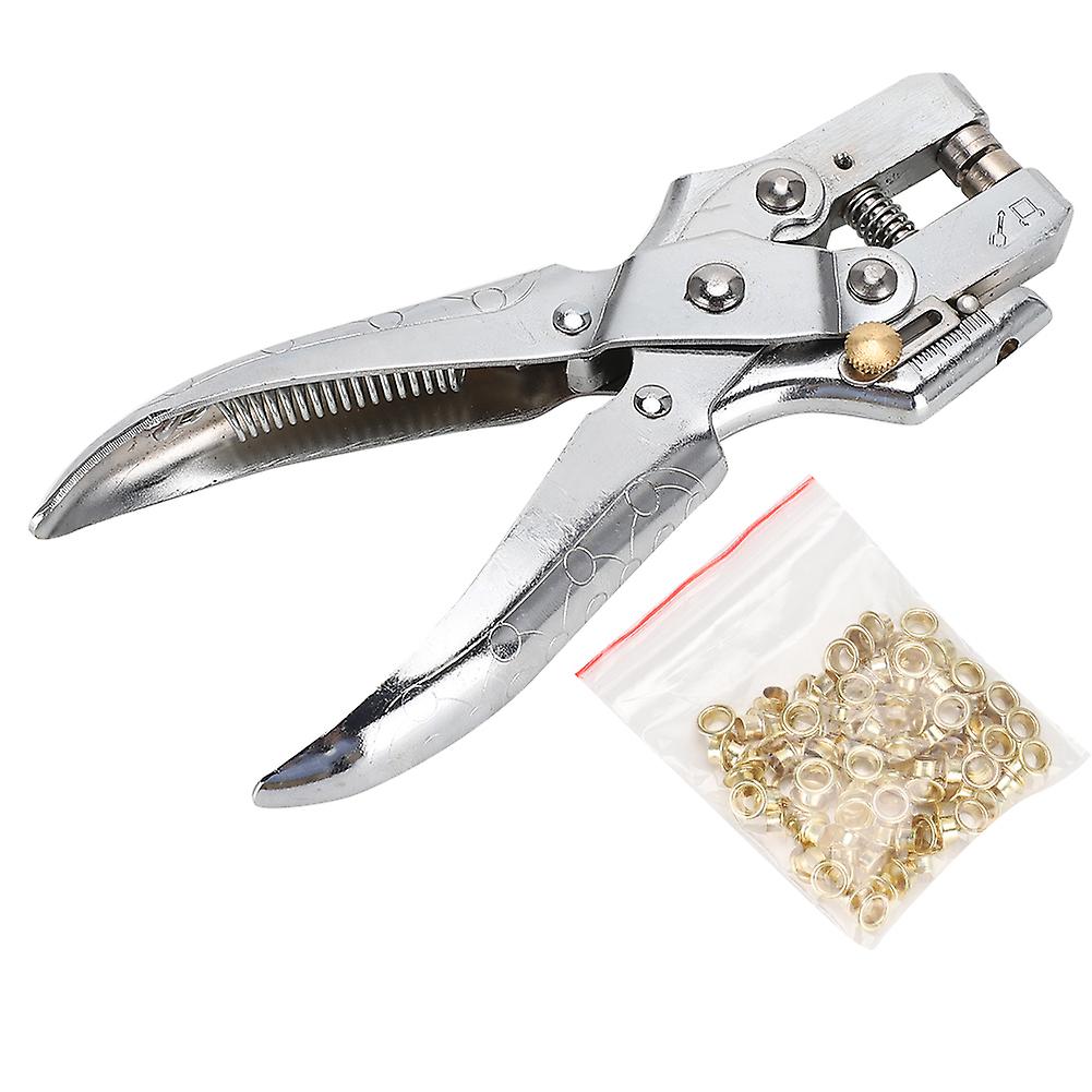 Multi-function Punch Pliers Silver 60# Steel Electroplated Eyelet Hole Punching Tool