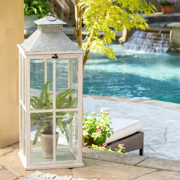 Park Hill Collection Coastal Whitewash Lantern Large