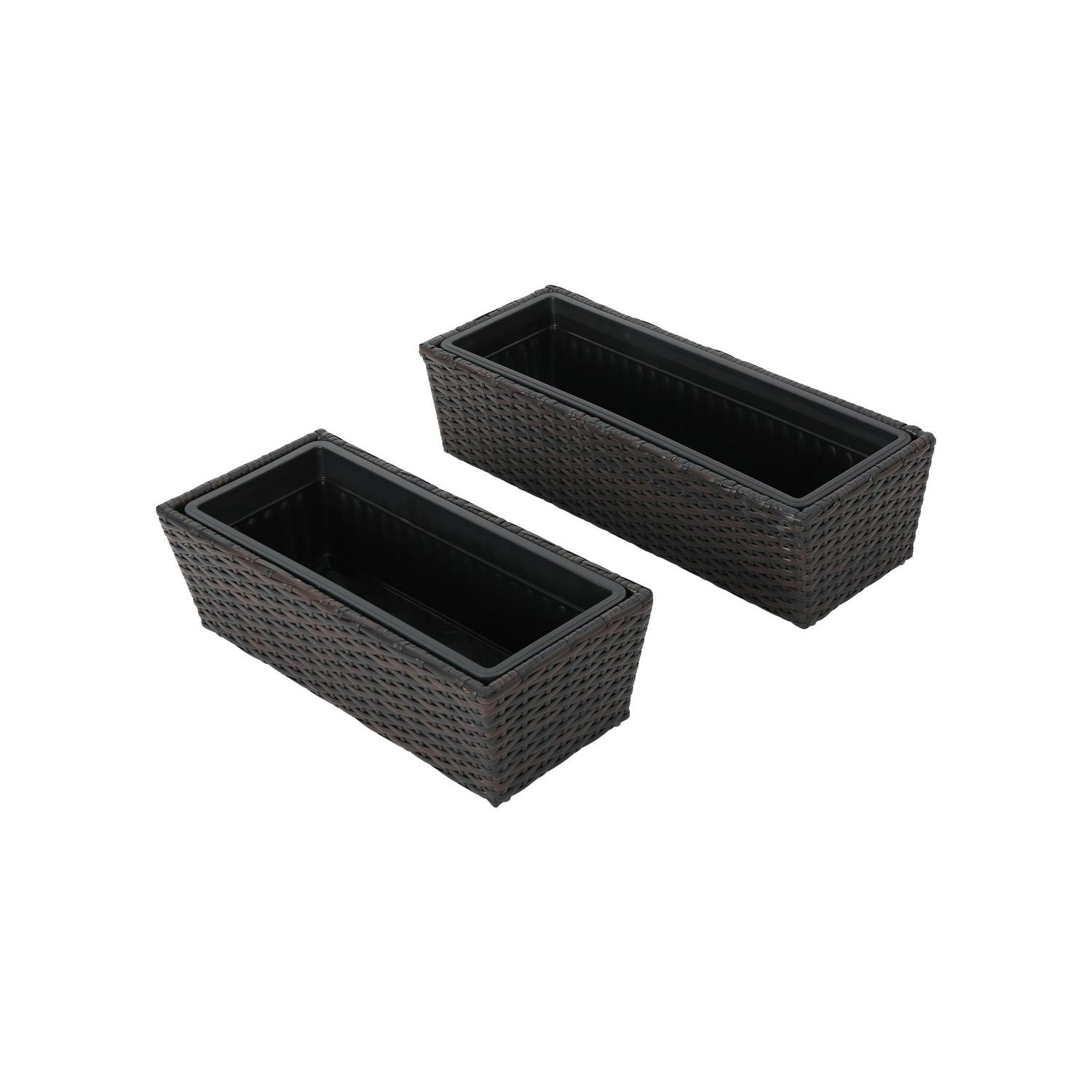 Aaron Outdoor Wicker Planters Set of 2 Multi Brown  Crowdfused